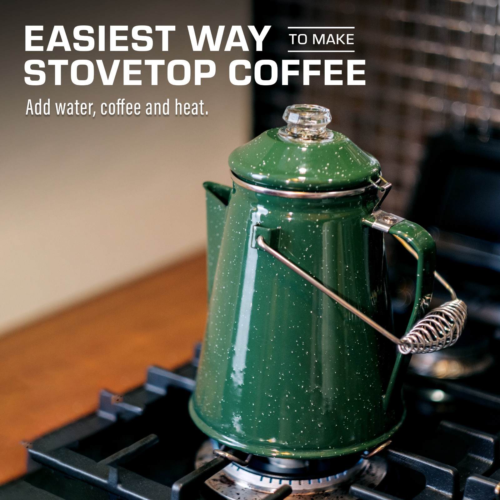 Classic Enamel Camping Coffee Percolator - COFFEE_MAKER - Classic-Green 12 Cup