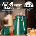 COLETTI Classic Green Enamel Percolator and 4-Piece Mug Set
