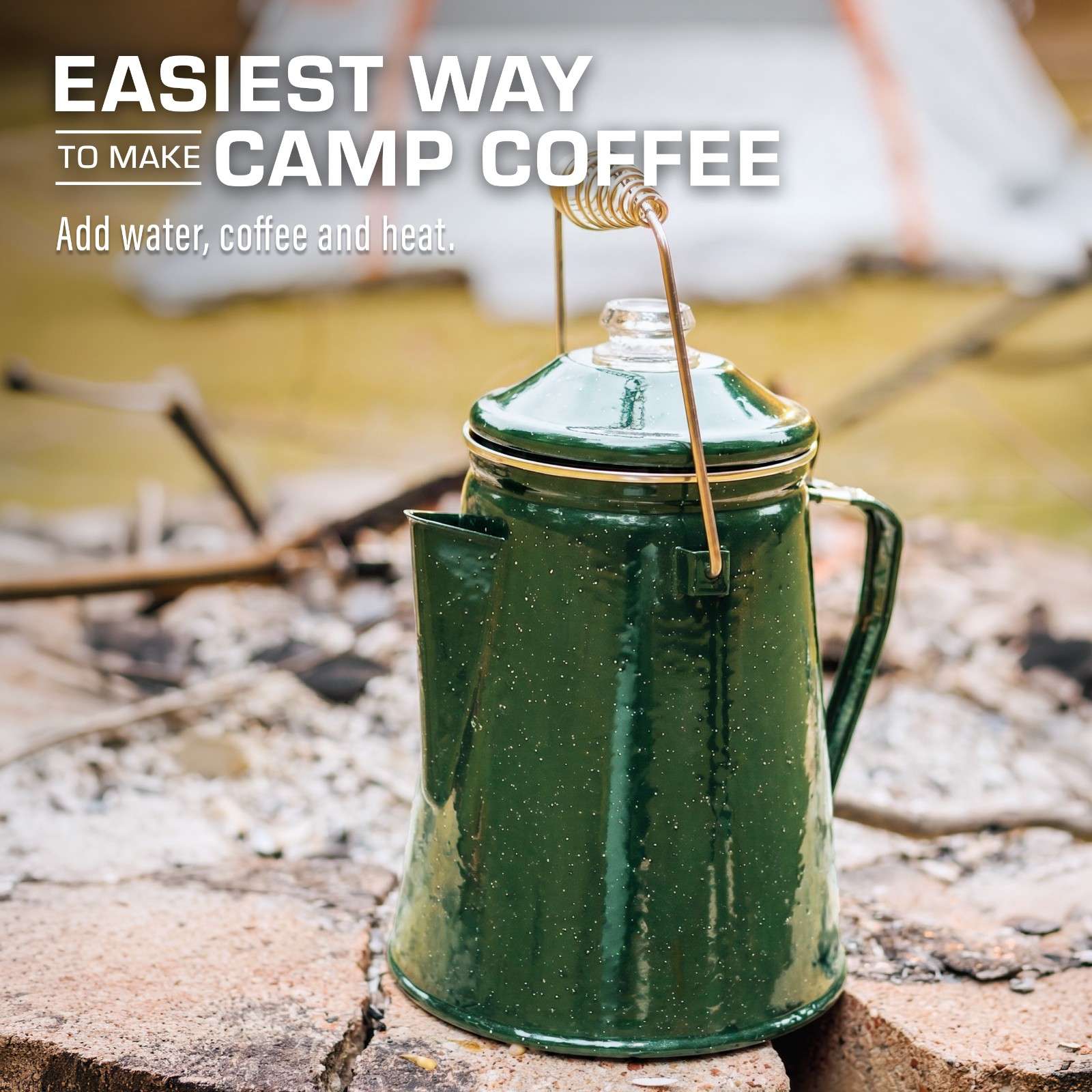 Classic Enamel Camping Coffee Percolator - COFFEE_MAKER - Classic-Green  18 Cup