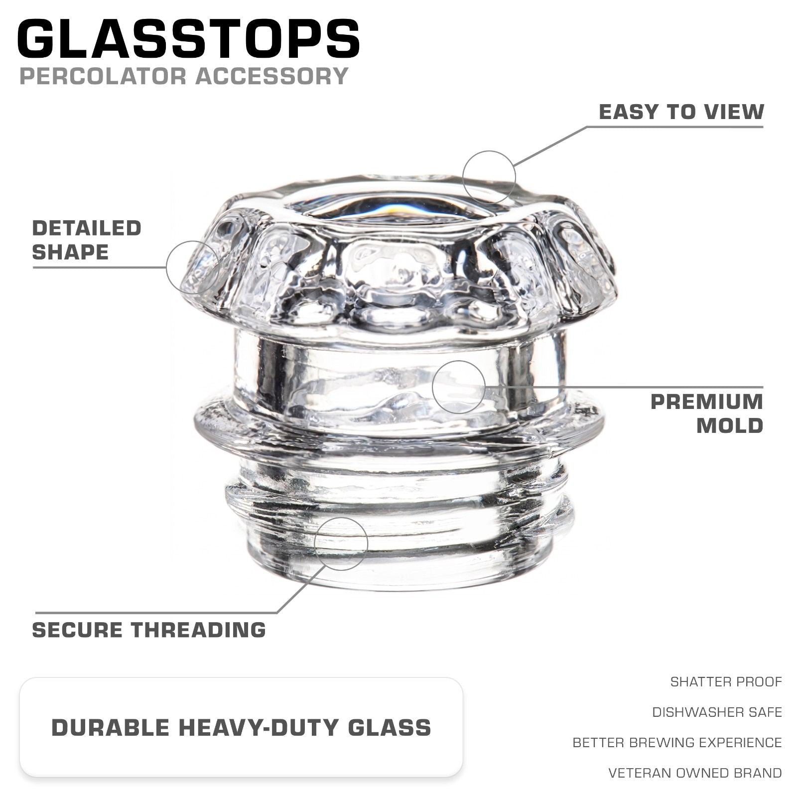 Percolator Glass Top Features