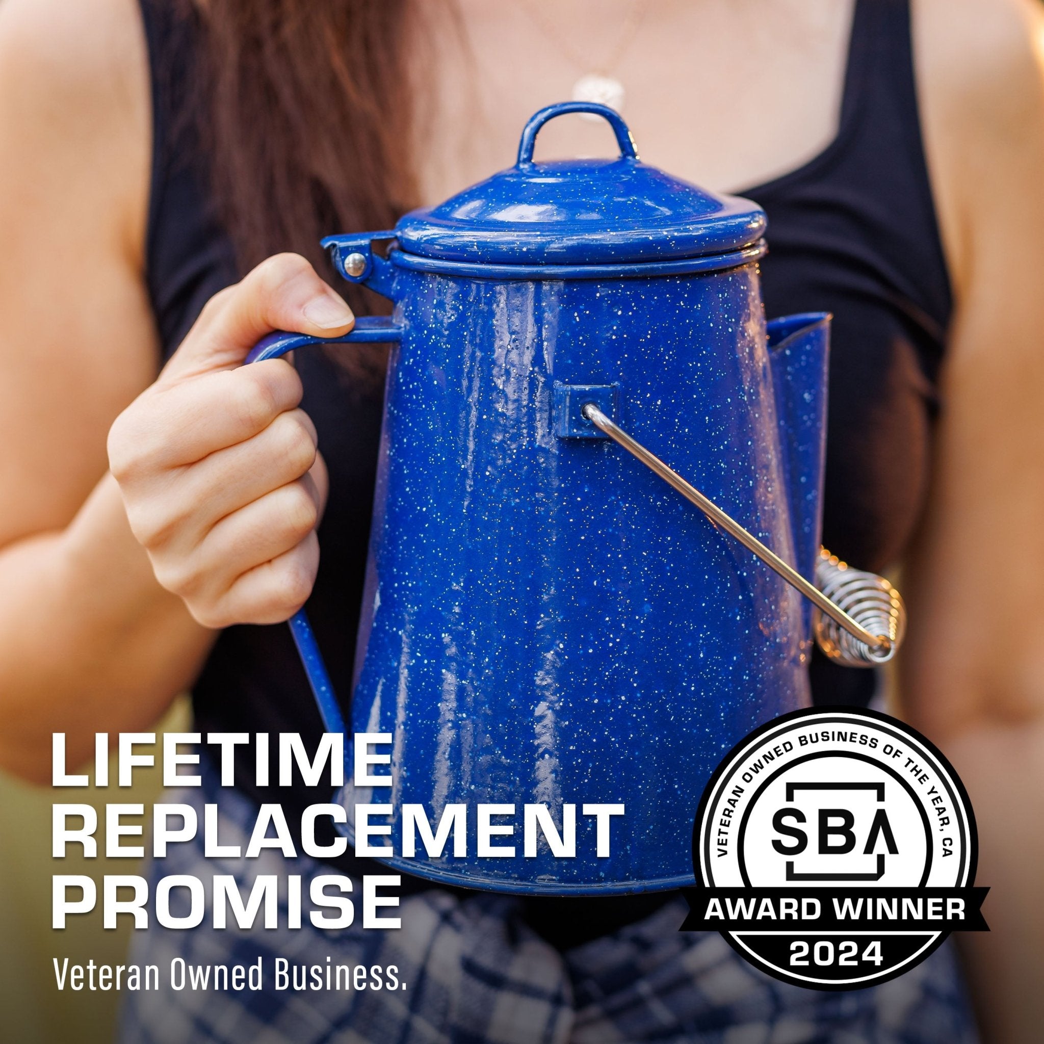 Blue Enamel Camping Kettle | COLETTI Campfire Kettle