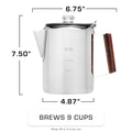 Bozeman Stainless Steel Coffee Bundle - COFFEE_MAKER - Bozemanset-SS-09C Dimensions