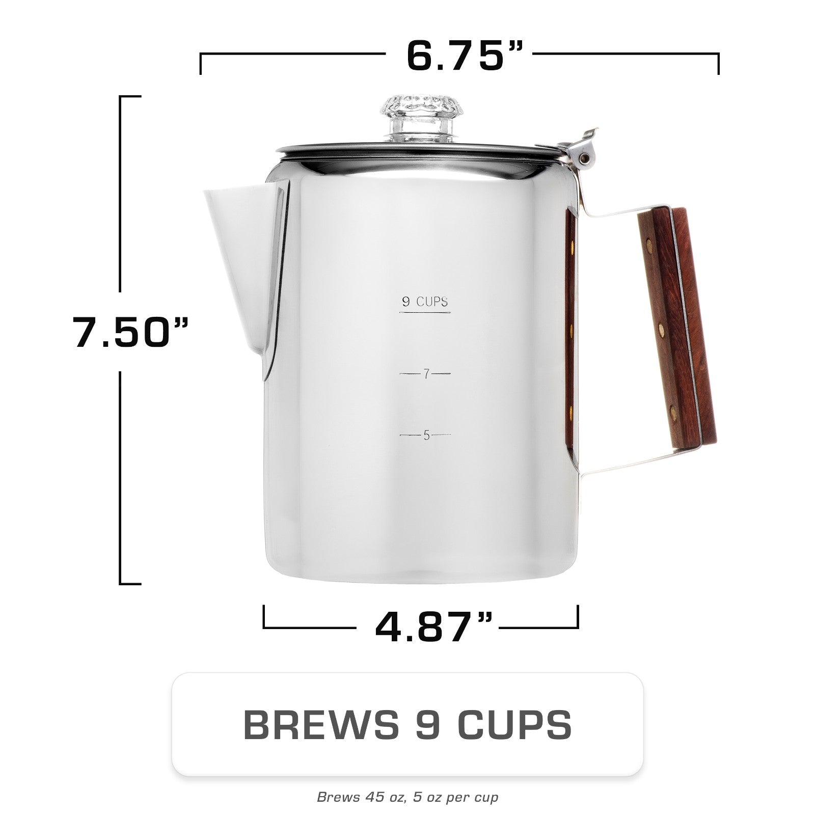 Bozeman Stainless Steel Coffee Bundle - COFFEE_MAKER - Bozemanset-SS-09C Dimensions