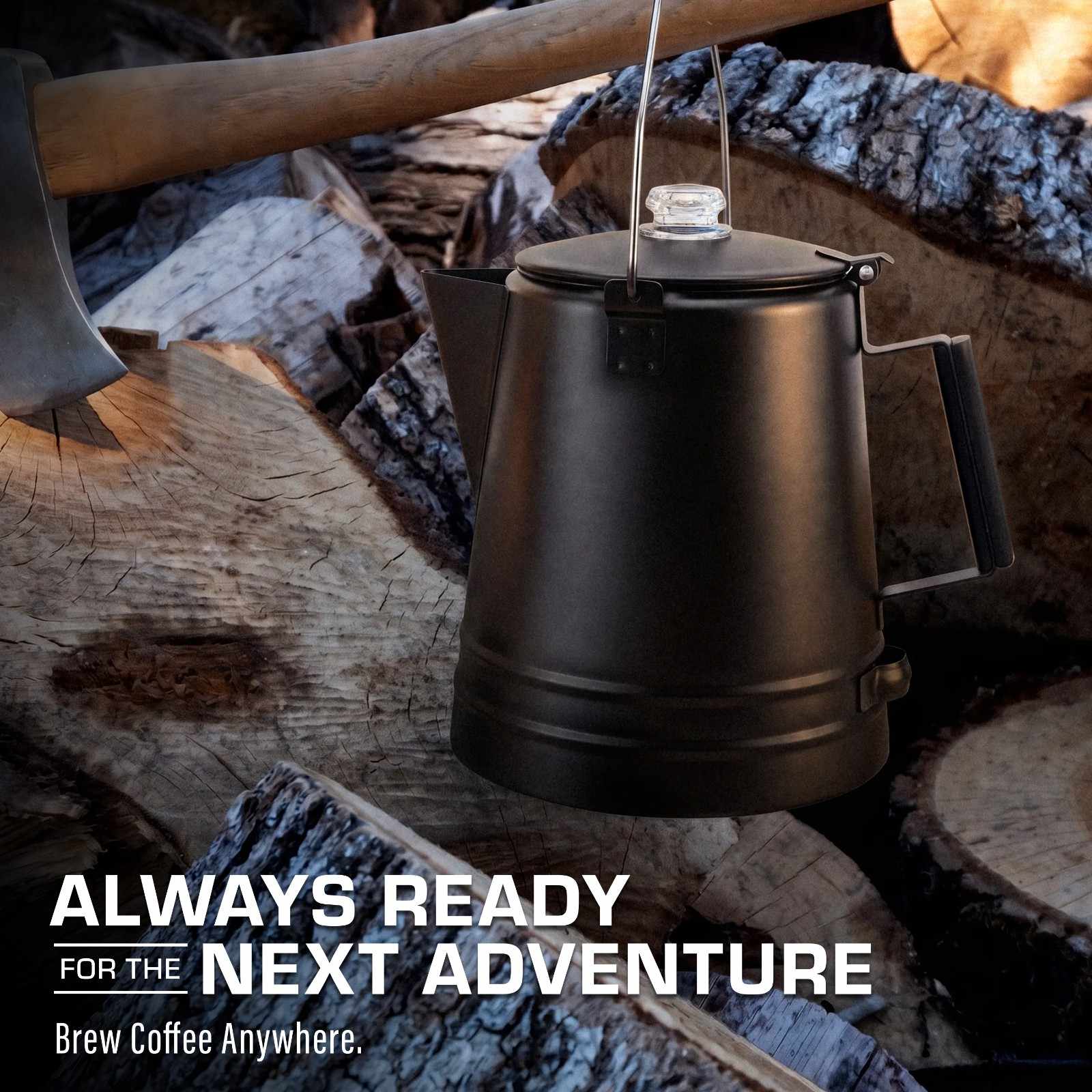COLETTI Black Scoutmaster 24-Cup Extra-Large Stainless Steel Camping Percolator Always Ready
