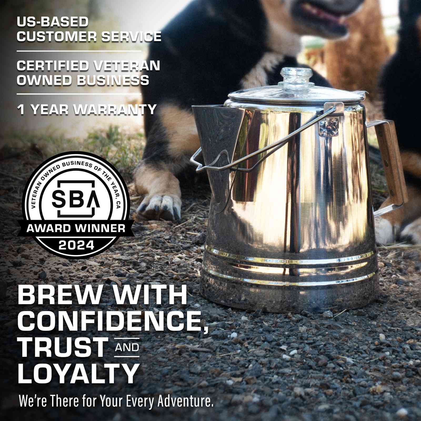COLETTI Scoutmaster 24-Cup Extra-Large Stainless Steel Camping Percolator Brew With Confidence