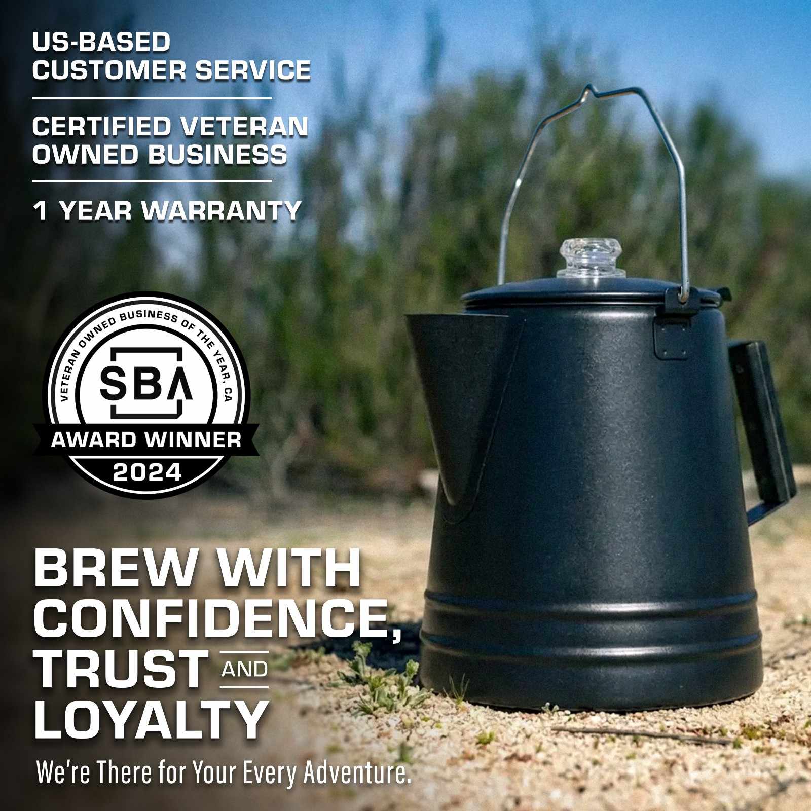 COLETTI Black Scoutmaster 24-Cup Extra-Large Stainless Steel Camping Percolator Brew With Confidence