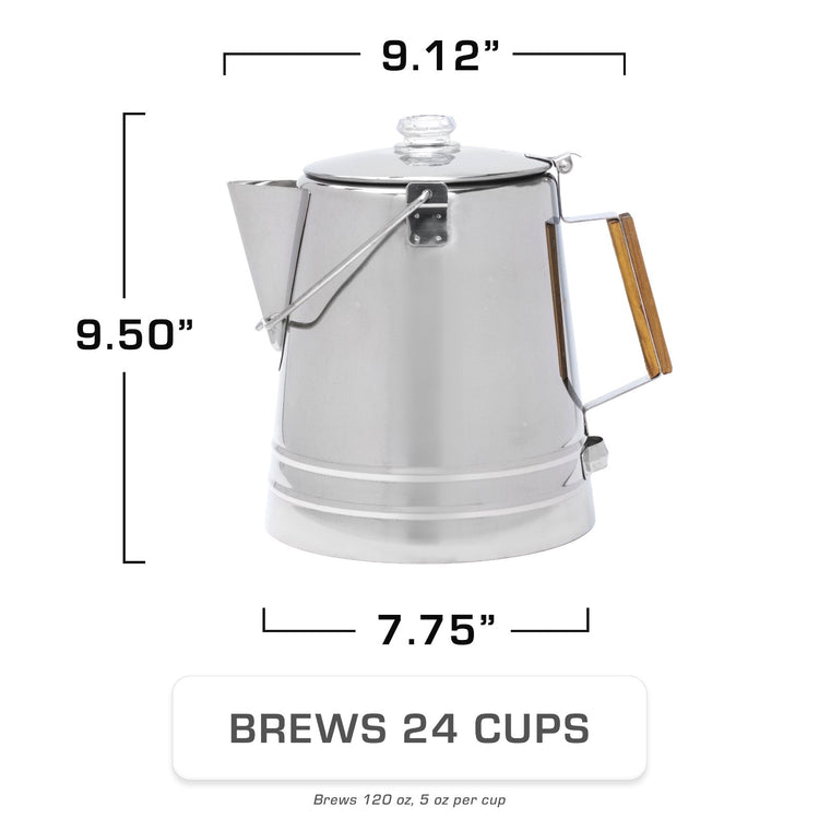 COLETTI Scoutmaster 24-Cup Extra-Large Stainless Steel Camping Percolator
