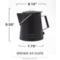 COLETTI Black Scoutmaster 24-Cup Extra-Large Stainless Steel Camping Percolator Dimension