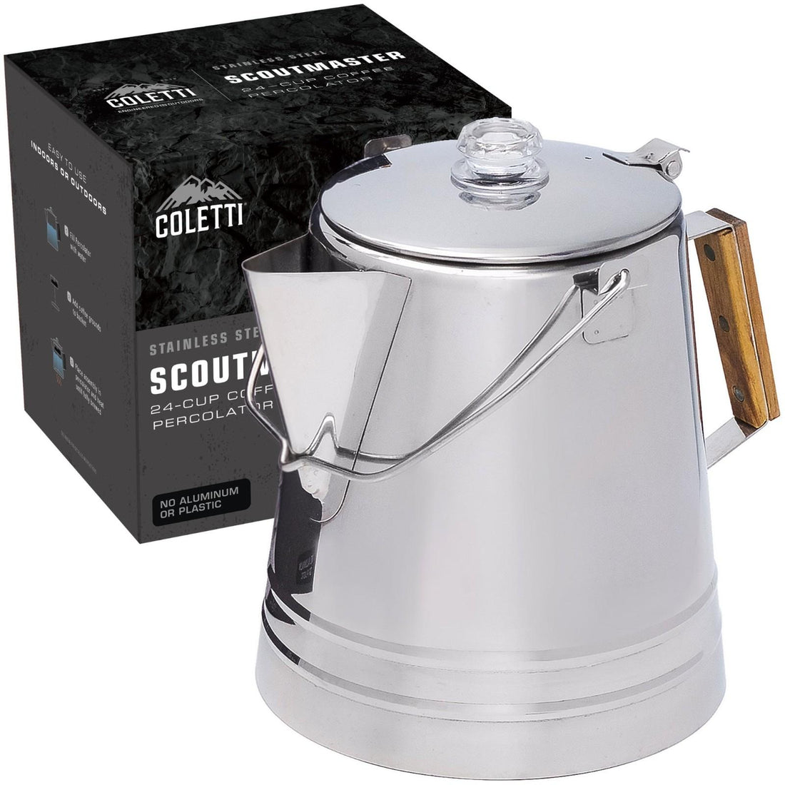 COLETTI Scoutmaster 24-Cup Extra-Large Stainless Steel Camping Percolator

