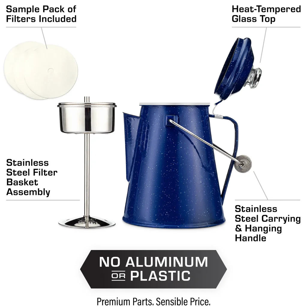 Coleman Blue Enamel and Stainless Steel 9-cup Percolator - Bed Bath &  Beyond - 13387008