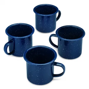 Classic Enamel Mug Camping Set of 4 Blue
