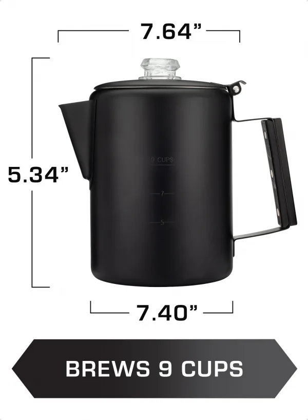 Camping Coffee Pot Black 9 Cup Percolator