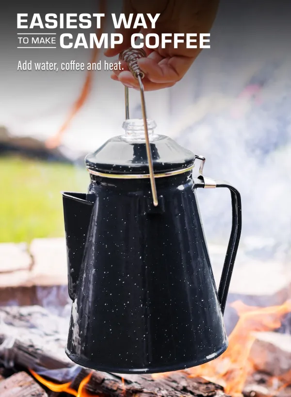 Camping Coffee Pot Black Enamel