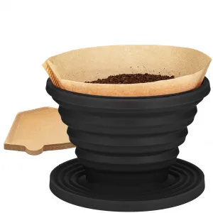 Silicone Collapsible Coffee Pour Over Black